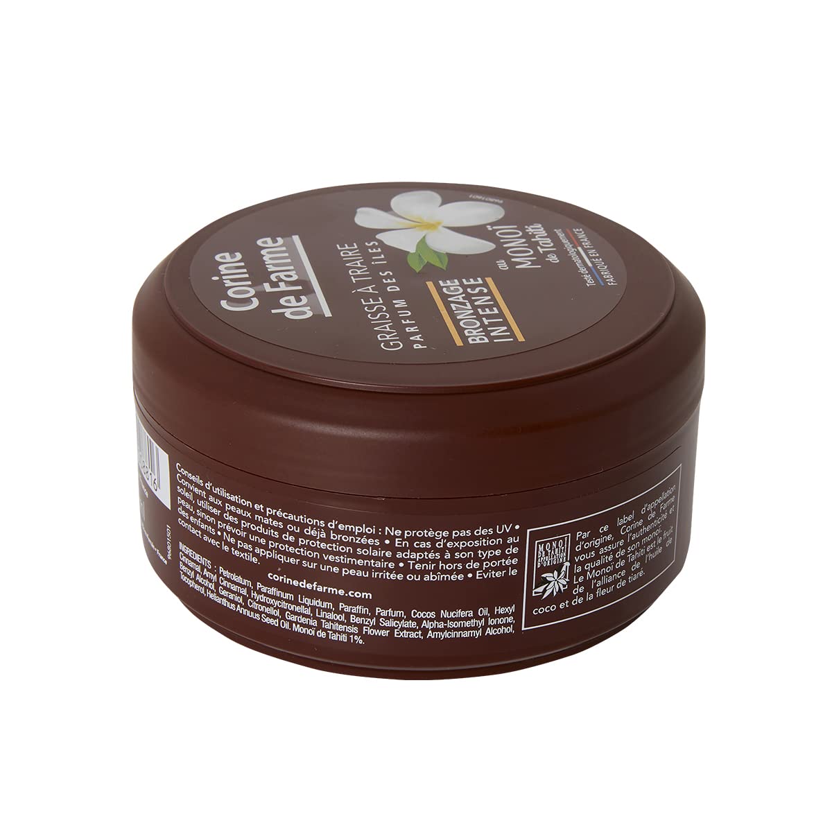 Corine de Farme - Grasso da mungere abbronzante intenso - Olio Bronzante - Abbronzante intensificato senza autoabbronzante - Monoi de Tahiti, Profumo delle Isole - Vaso 150 ml