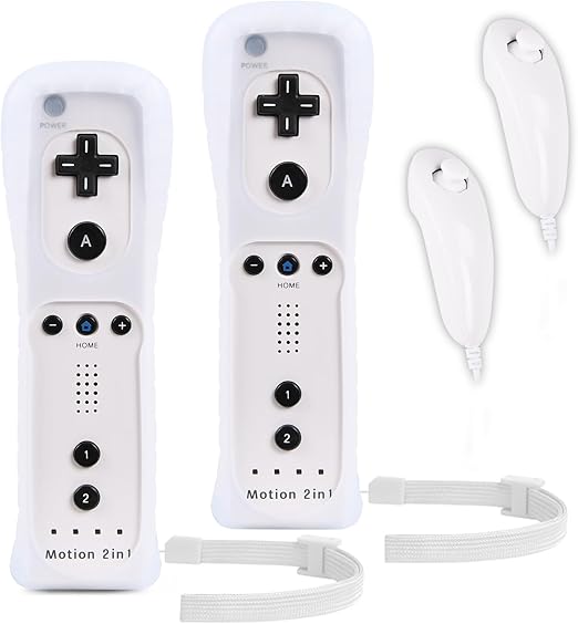 Motion Plus Wii Controllers 2Packs with Nunchucks, Wii Remote Controllers Compatible for wii and Wii U with Built in Motion Plus