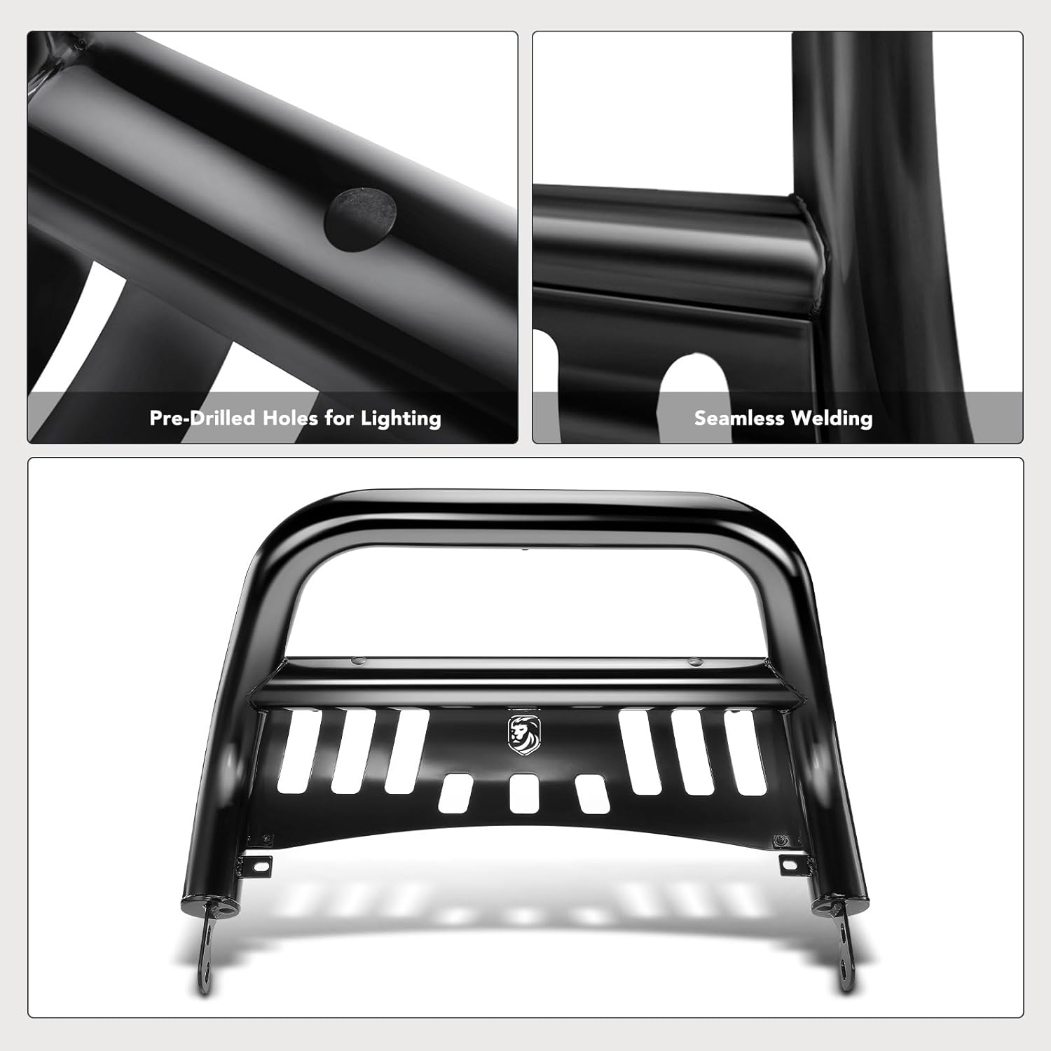 YHTAUTO 3" Bull Bar Push Bar with Skid Plate Light Mount Fit Honda Models, Pilot 2009-2015 Sport Utility, Alloy Steel Brush Guard for Truck Front Bumper Off Road Accessories