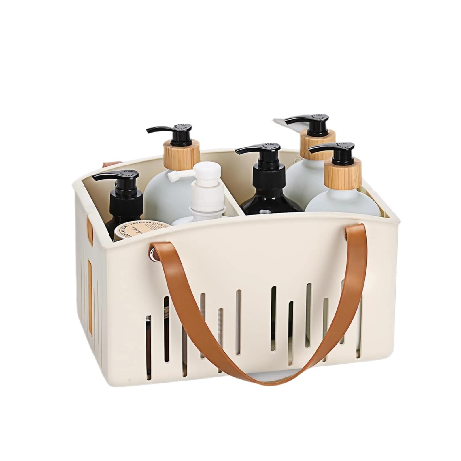 XVDRFSD Shower Caddy Portable Foldable Bath Basket Portable With Drainage Holes For Travel Camping Home Collapsible Storage Box(Cream white)