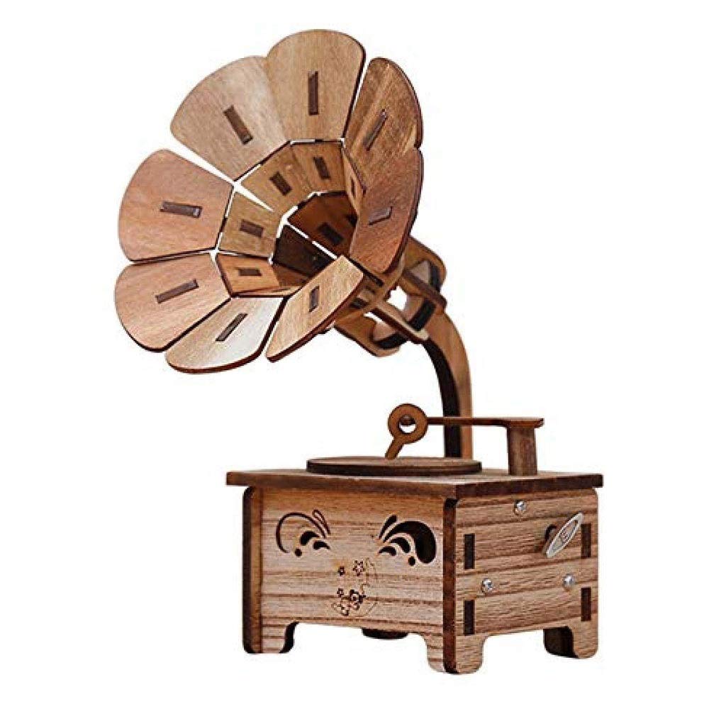 DFHEsdfD Musical jewellery box, Music Box, Decorative Gramophone Vintage Home Decoration Gift DIY Wooden