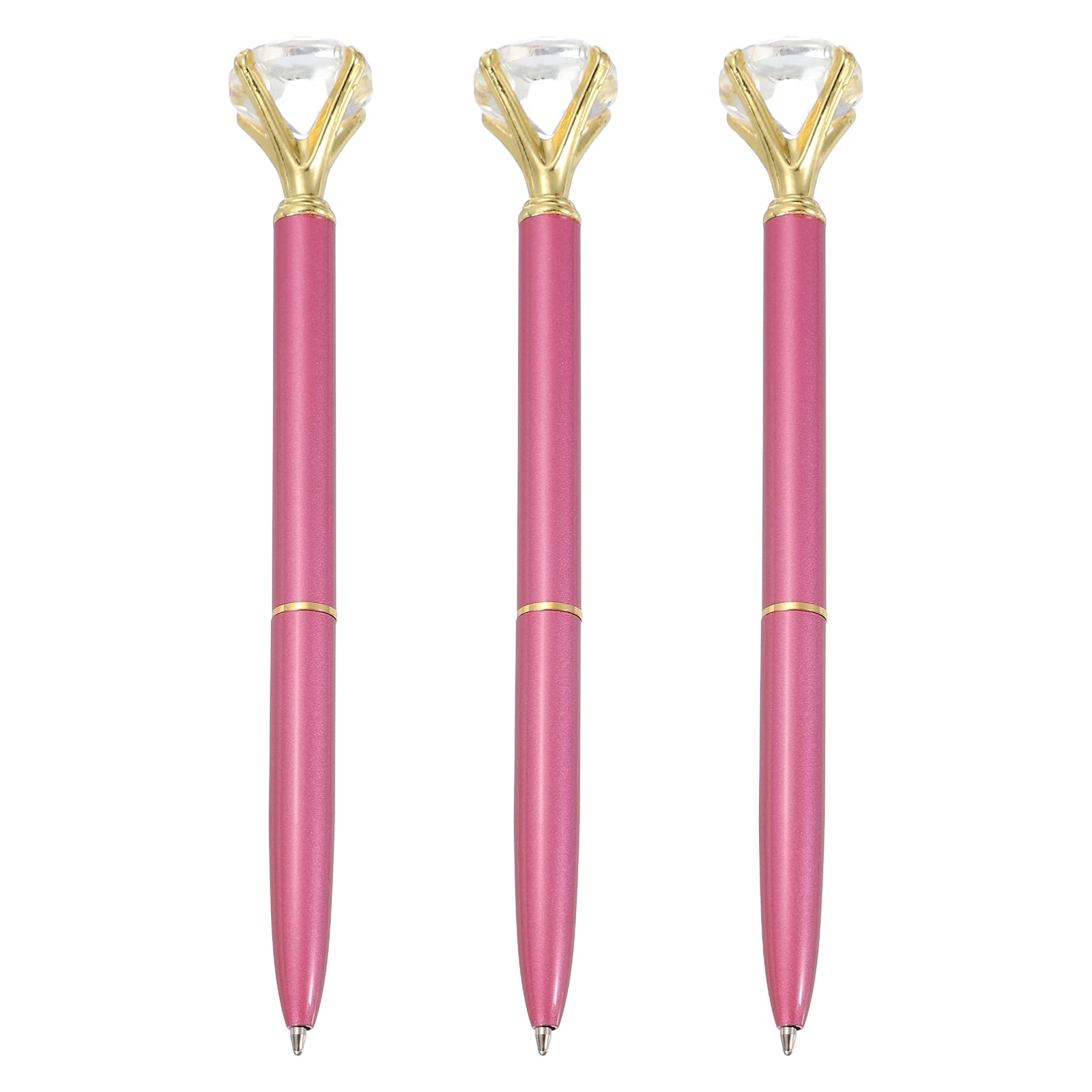 PATIKIL Black Ink Ballpoint Pen, 3pcs Crystal Diamond Twist Metal Pen 1.0mm Medium Point for Note Taking Journaling Gift Office, Light Purple