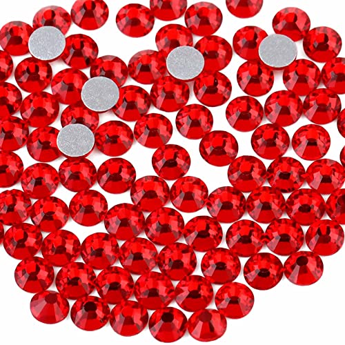 Image of Beadsland 2880pcs Flat Back Crystal Rhinestones Round Gems for Nail Art and Craft Glue Fix,Light Siam,SS8,2.3-2.5mm | Flatback Glass Gems, 2.3-2.5mm, for Nail Art Craft, Glue Fix,Light Red
