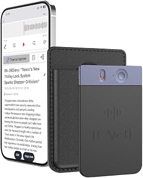 AI Voice Recorder Note Taking Device App Control Transcription Summarization 112 Languages Grabadora de Voz for Lectures Meetings Calls 64GB Memory Magnetic CaseBlack/Blue