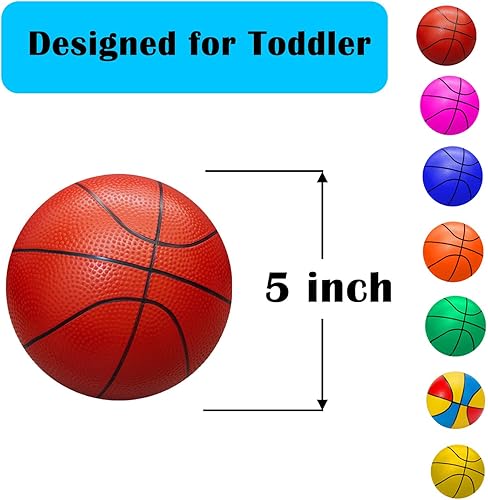 Miniatura 2 de ABAJI - Paquete de 3 mini pelotas de baloncesto de juguete de 5 pulgadas con bomba, aguja y material de goma para mini aro, niños pequeños, 3