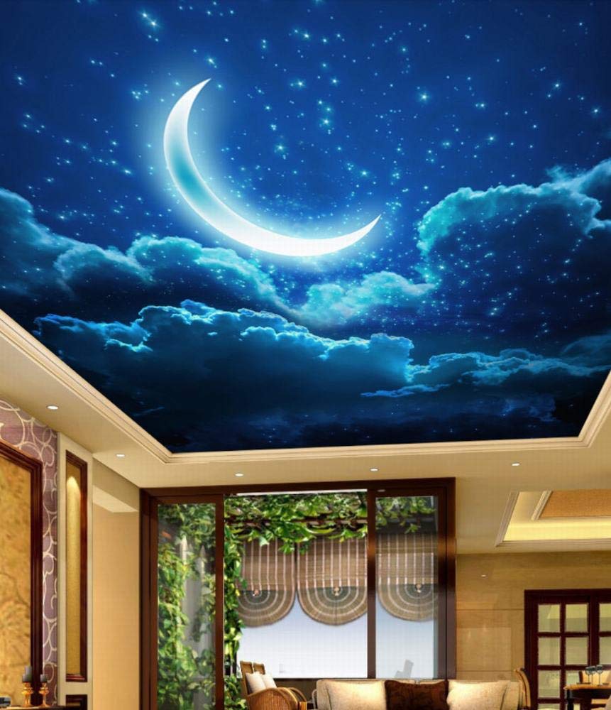 Amazon.co.jp: QUDMST 写真の壁紙 絵画スタイル夜空三日月ムーン