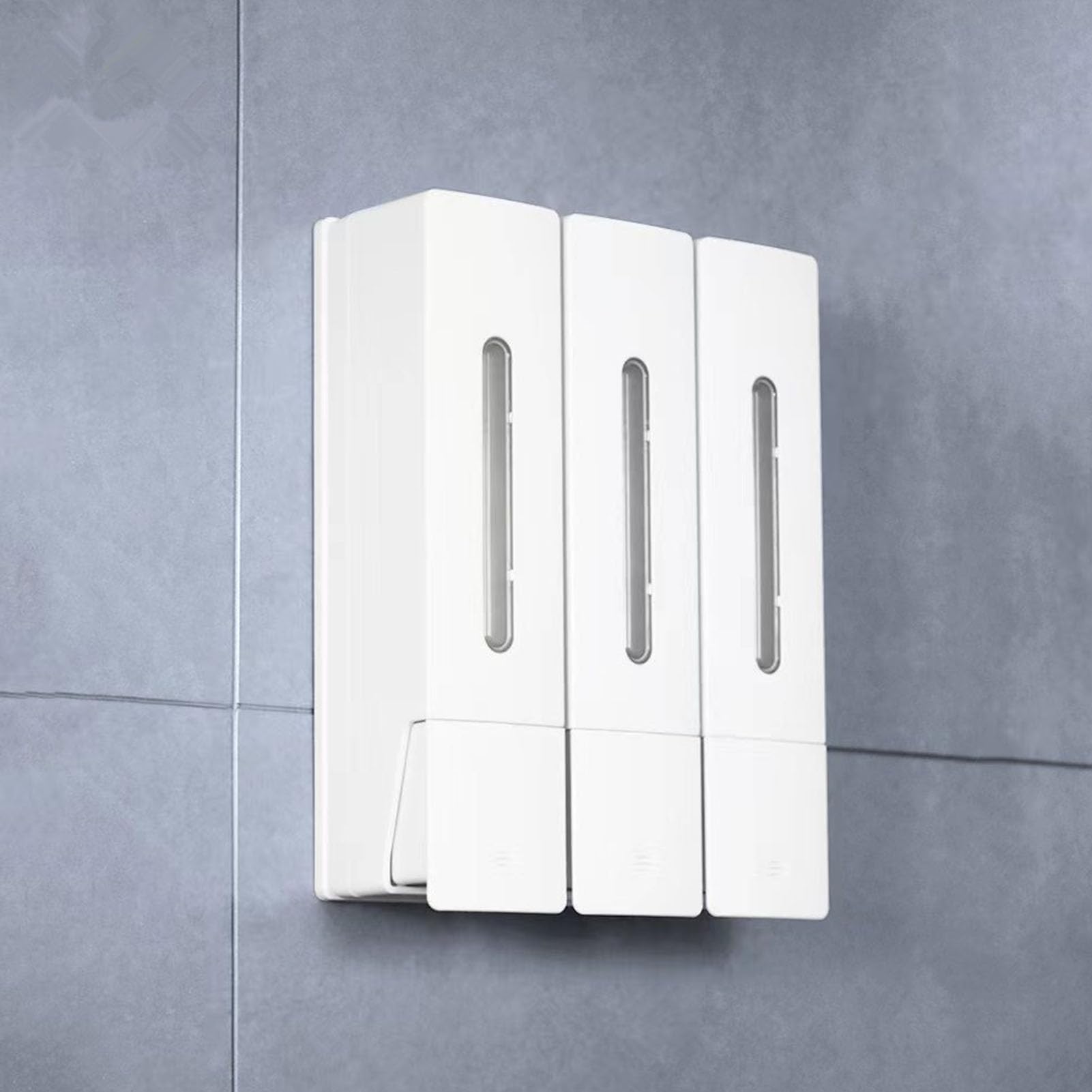 Dispensador de champú y acondicionador de 3 cámaras montado en la Pared 1200 ml Dispensador de jabón de Ducha ABS a Prueba de Fugas de Gran Capacidad para baño Hotel Hogar (Cabeza Triple