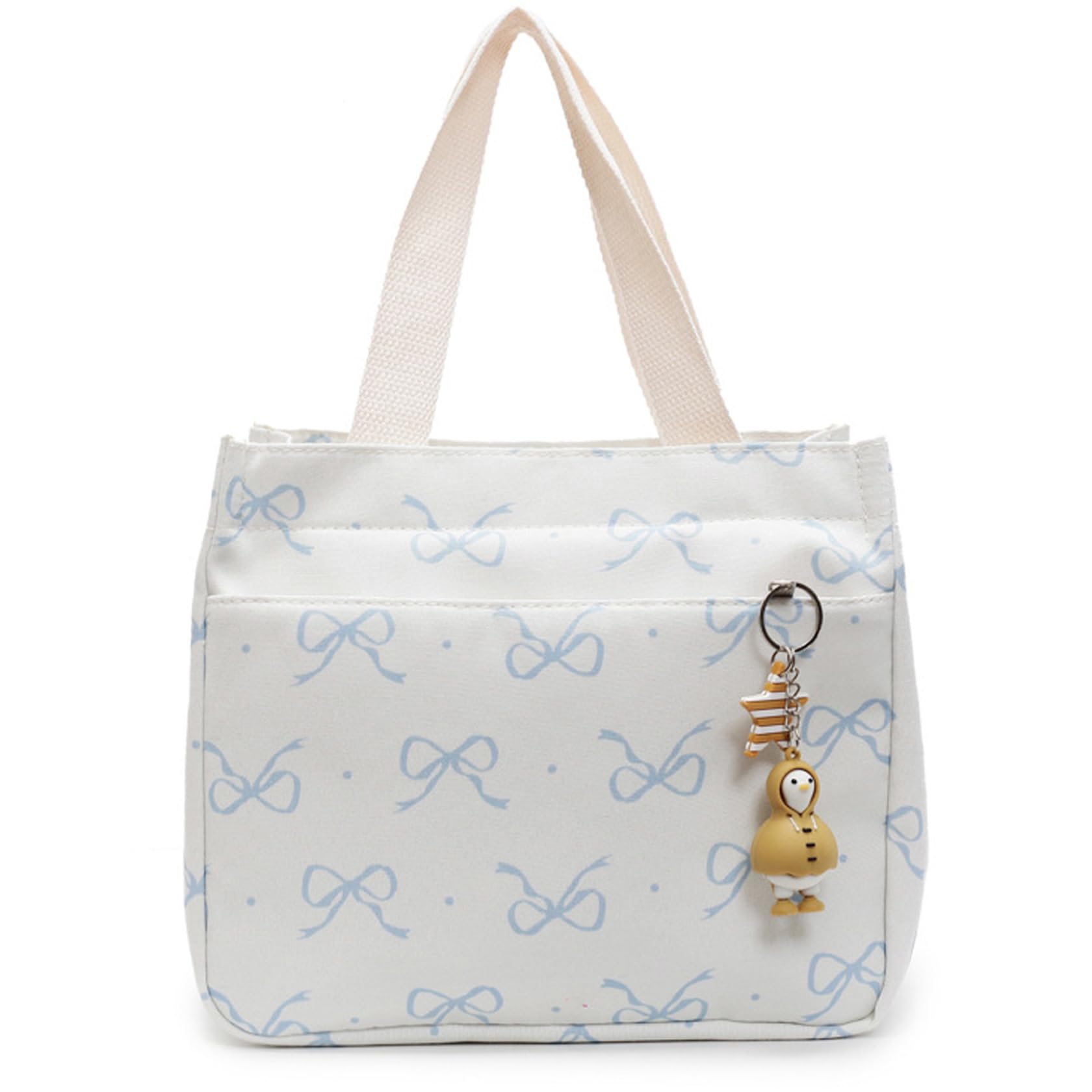 Obelunrp Blue Bow Lunch Box, Cute Bow Lunch Bag for Women, Portable Preppy Lunchbox for Work, Office, Travel and PicnicBow Lunchbox