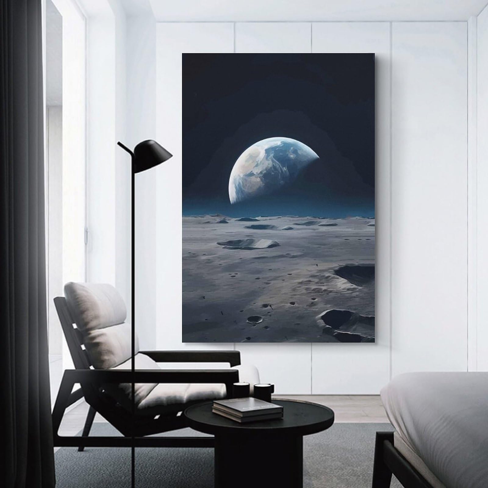 Junmoney Unframe-Style-6 Earthrise From The Moon Canvas Art Print, 24X36inch(60X90cm), For Restful Interiors, Bedrooms Or Small Rooms, A Warm Accent For Relaxed Interiors