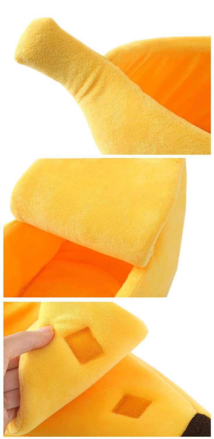 SMDARROY Banana Cat Bed, Cosy Cat Cave House & Soft Pet Hideaway, Warm Cat Beds for Indoor Cats Kittens & Small Dogs - Image 4