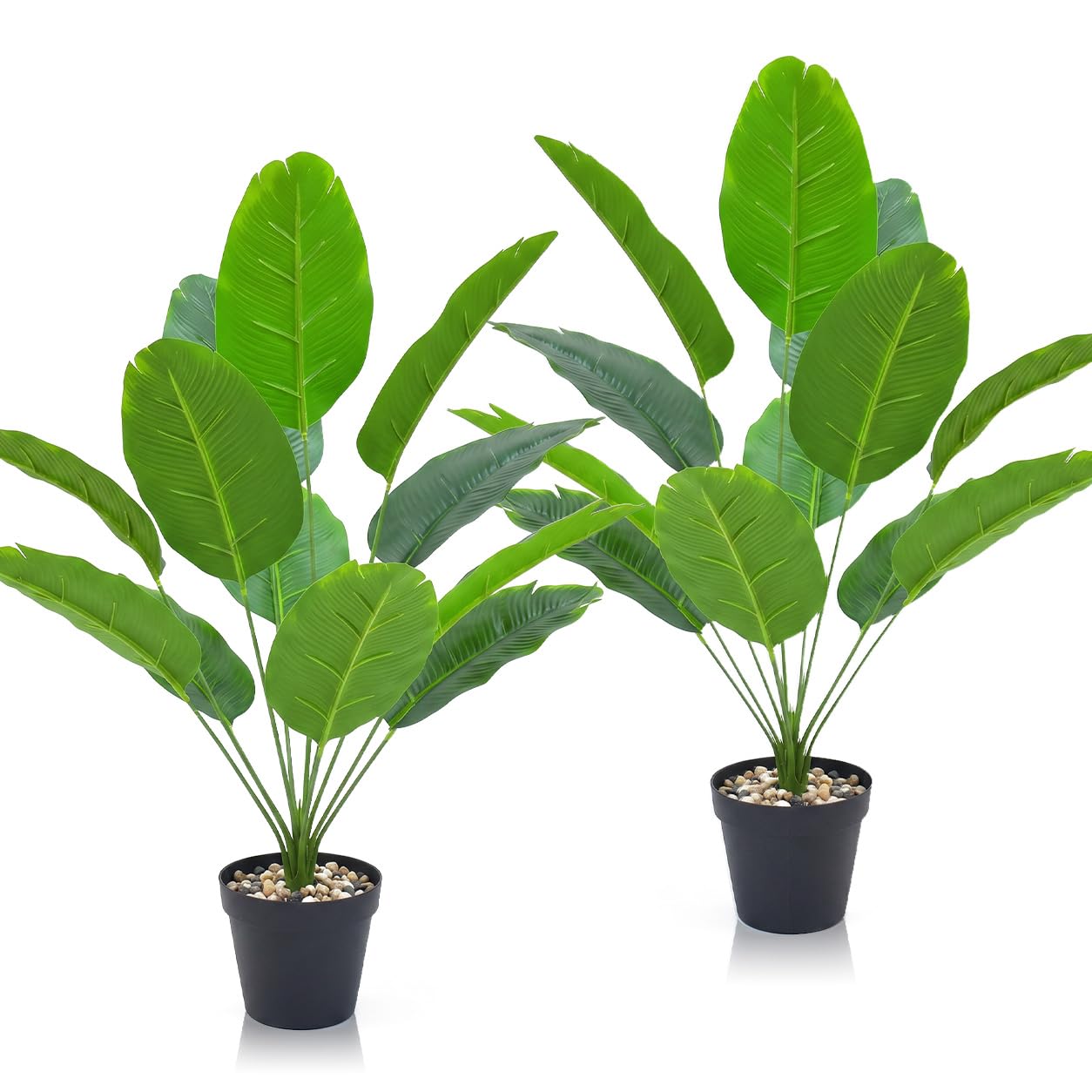 NeXcellere 2 Pack Realistic Artificial Plants Outdoor/Indoor with Pot,Tall Fake Plants Room Decor,Large Faux Plants for Outdoors,Palm Trees for Garden Accessories,No Maintenance Required(Banana)