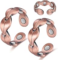 Cigmag 7X Magnetic Copper Rings for Women - Pure Copper Adjustable Therapy Rings with Gift Box (2PCS)