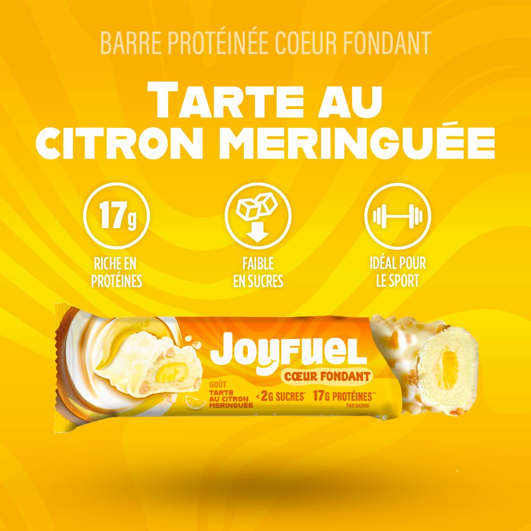 JOYFUEL Barre Protéinée Cœur Fondant Goût Tarte au Citron Meringuée 17g Protéines 12x50g