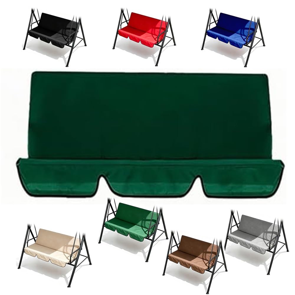 LARAKVEAKV Patio Swing Cushion Cover, 60x20x20in Courtyard Garden Hammock Top Replacement 3‑Seat Cushion Cover Red Swing Seat Cover Cushion 210D Oxford Fabric(Green)