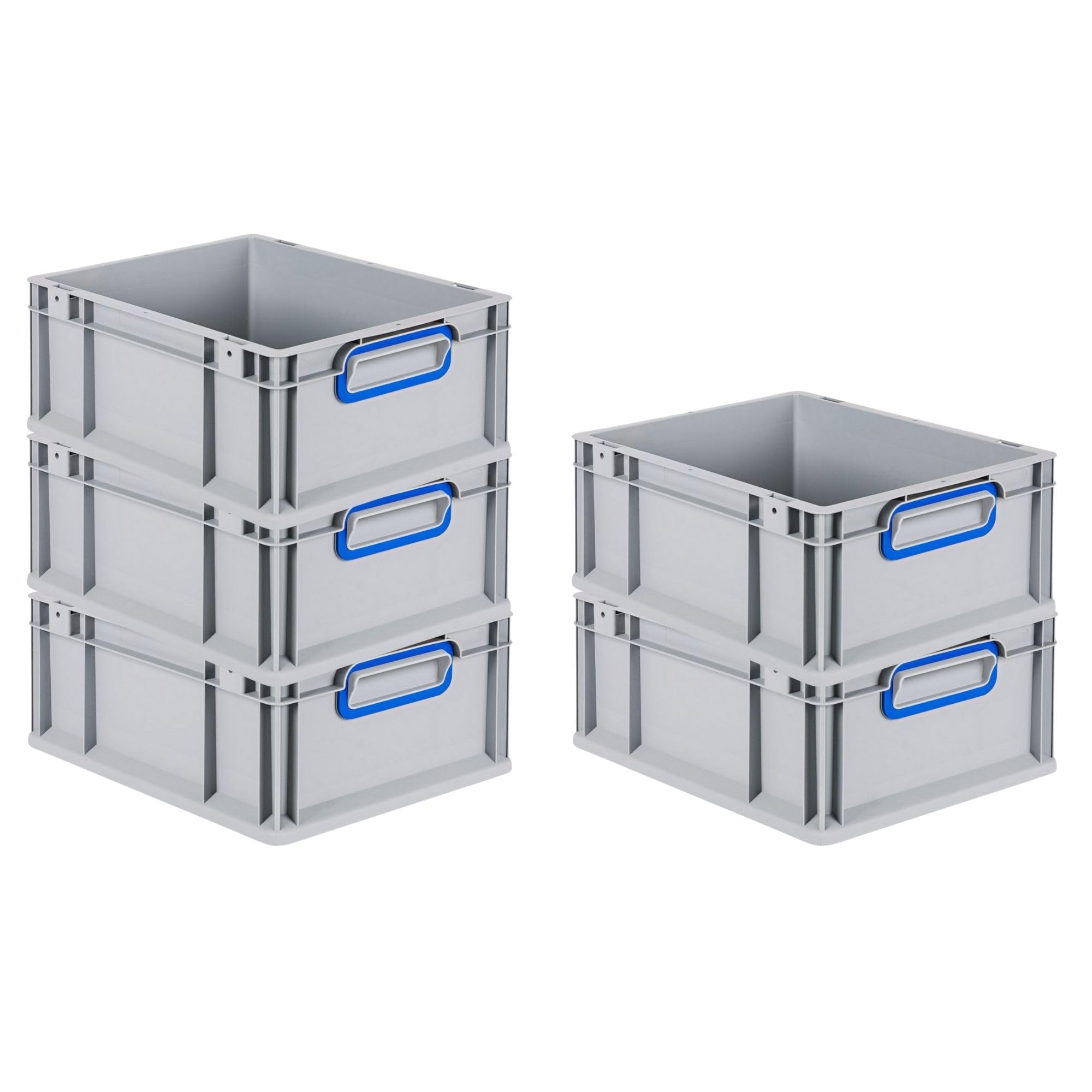 PROREGAL SuperSparSet 10x Eurobox NextGen Color | HxBxT 17x30x40cm | 16 Liter | Griffe blau geschlossen | Glatter Boden | Eurobehälter, Transportbox, Transportbehälter, Stapelbehälter