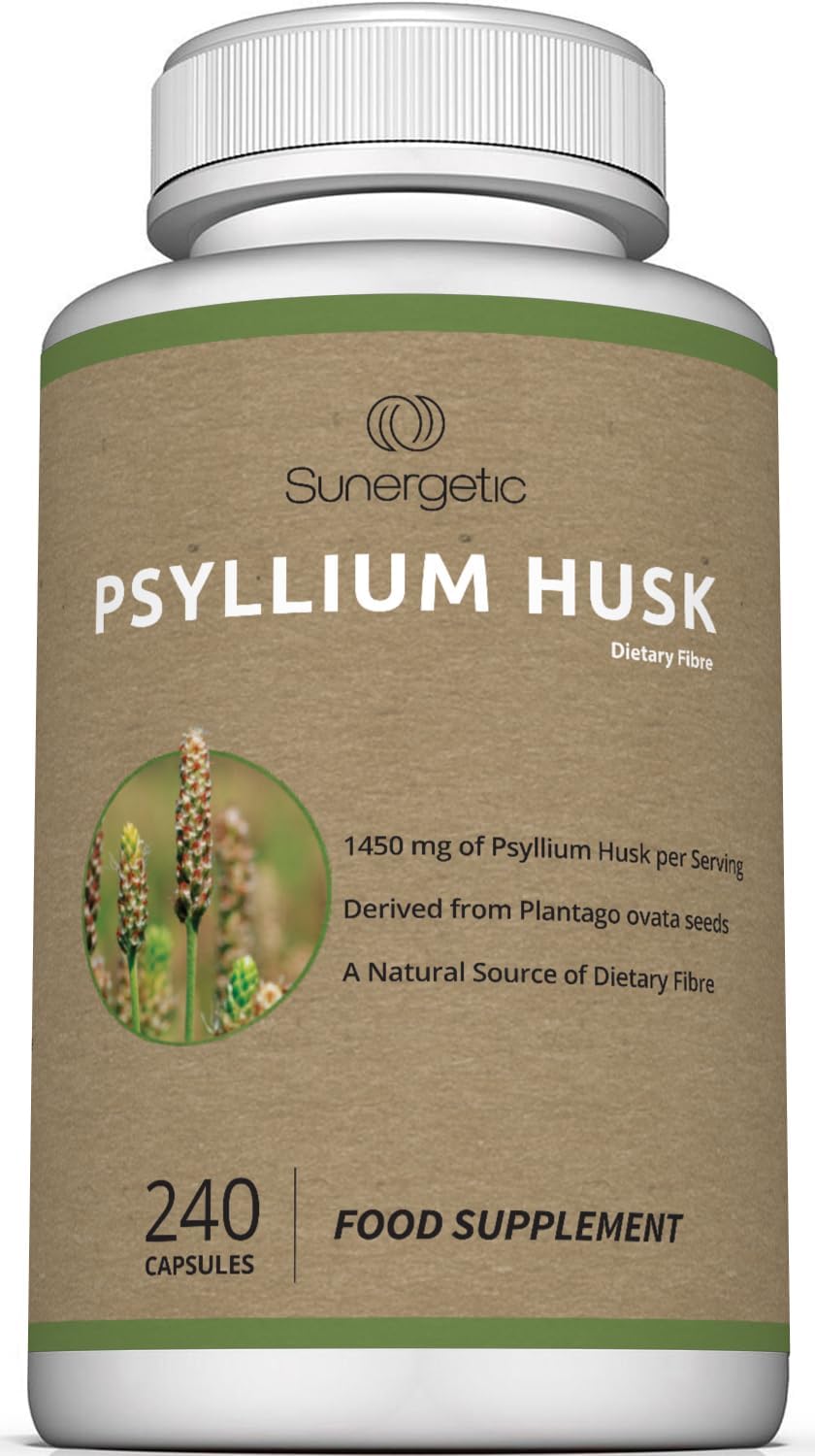 Premium Psyllium Husk Capsules – Psyllium Husk Fibre Supplement Helps Support Digestion, Intestinal Health & Regularity – 240 Capsules