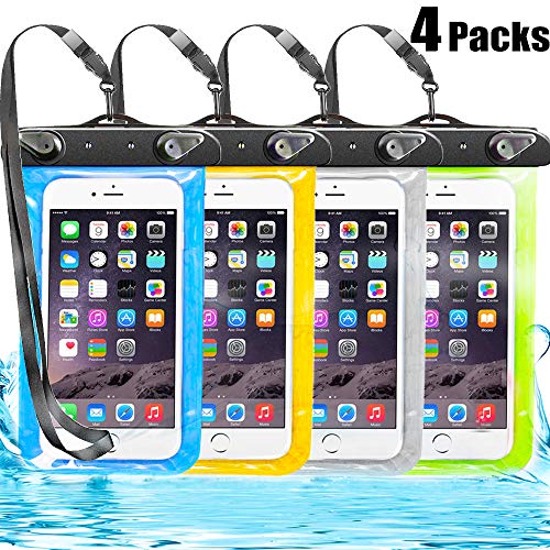 Fecedy 4 Packs Universal Waterproof Phone Pouch - IPX8 Waterproof Phone Case- Cellphone