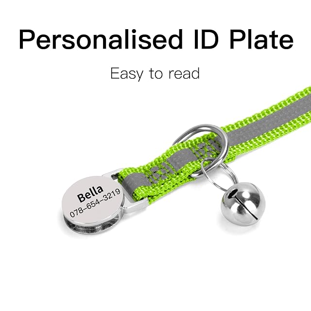 Foto 4 de 6 de Collar de gato reflectante personalizado con etiqueta de nombre