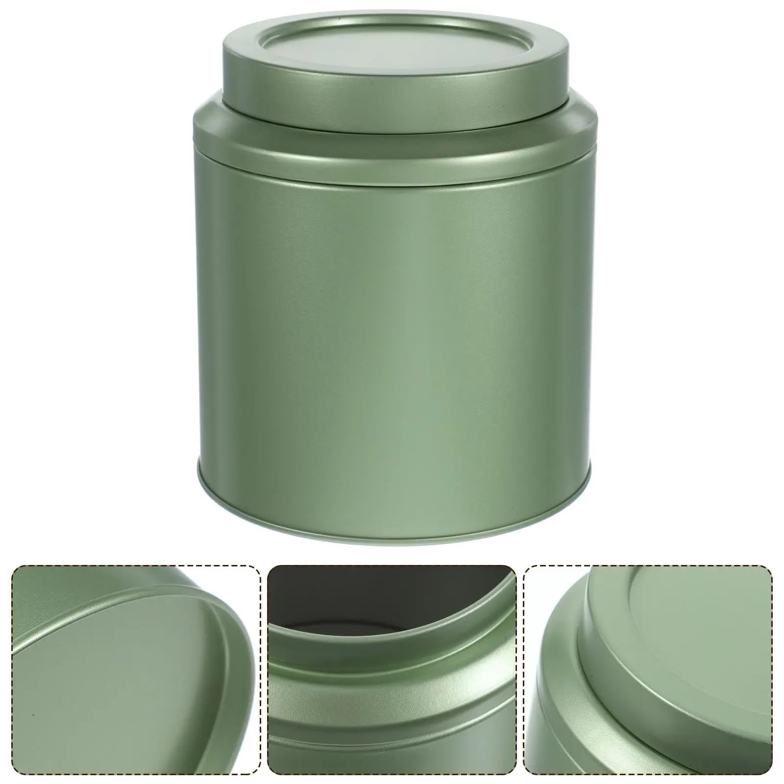 4 pezzi Barattolo ermetico for tè di latta Contenitore con coperchio sigillato for foglie caffè in grani Cibo Barattoli piccole dimensioni verde chiaro Per Casa