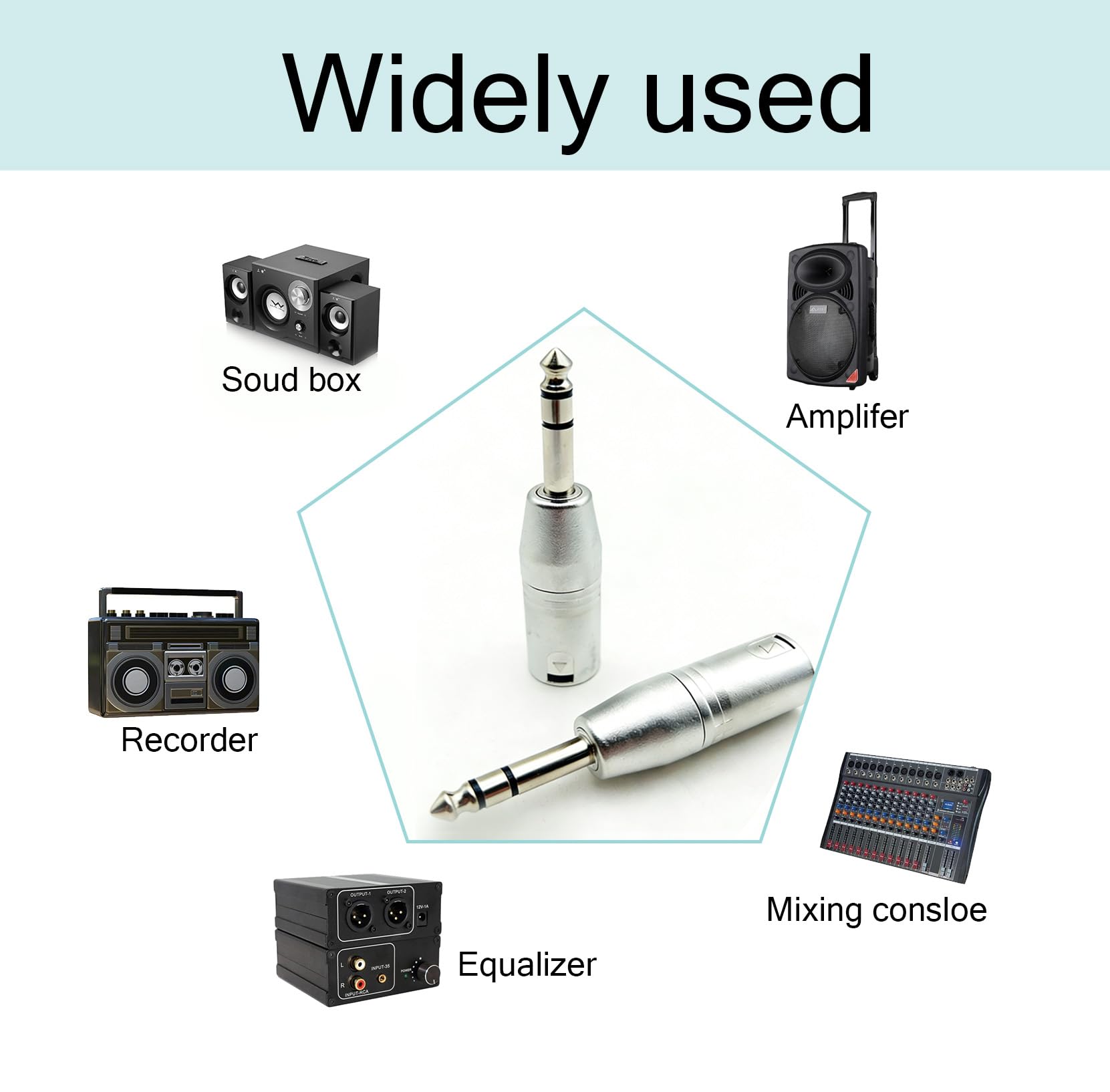 Maoggha 2 Piezas Adaptadores de Audio TRS de 6,35 MM, Adaptadores XLR a Jack de 6,35 mm, Câble Adaptateur Jack, Macho Adaptador, Compatible para Micrófono, Altavoz (Stereo) — view 3