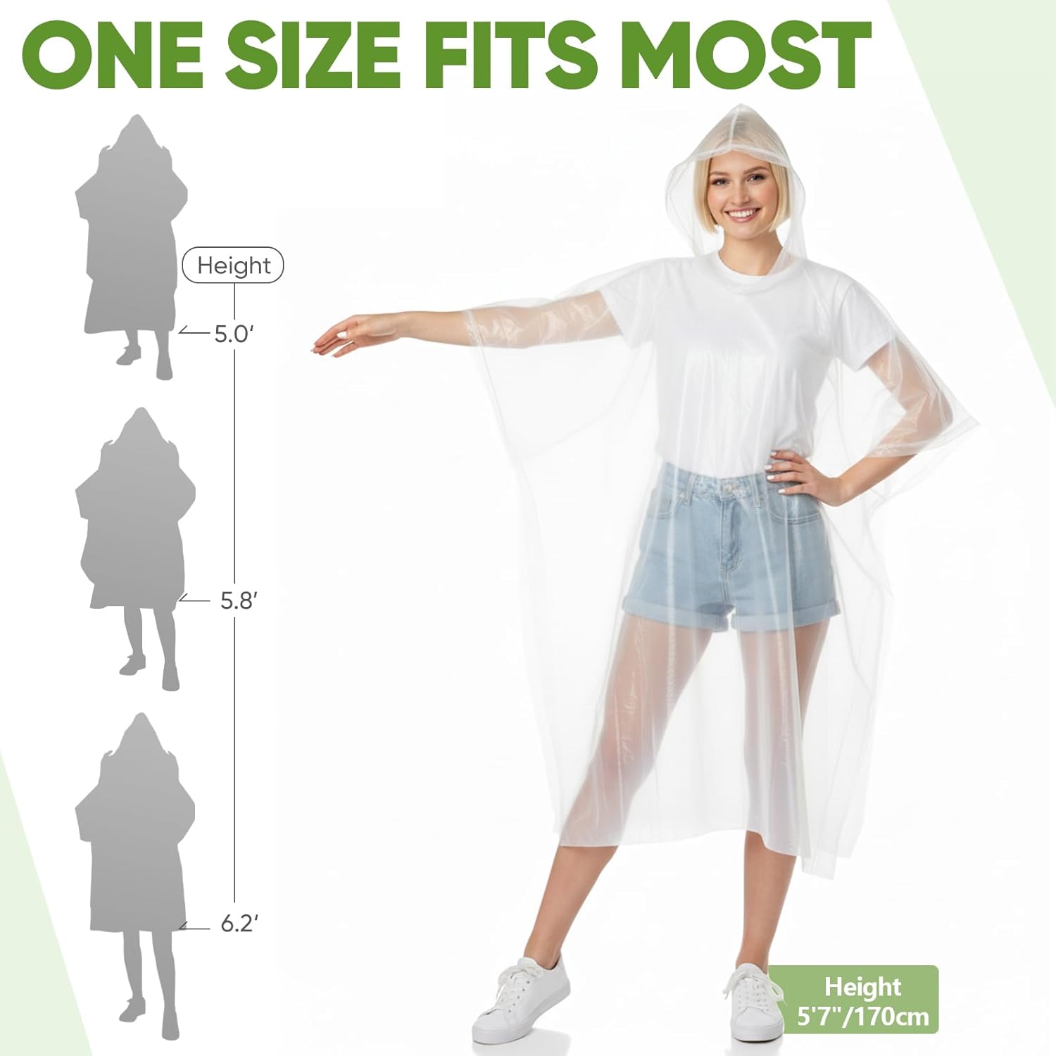 APEXUP Disposable Rain Ponchos for Adults, Emergency Rain Poncho for Camping Hiking Travelling - Image 2