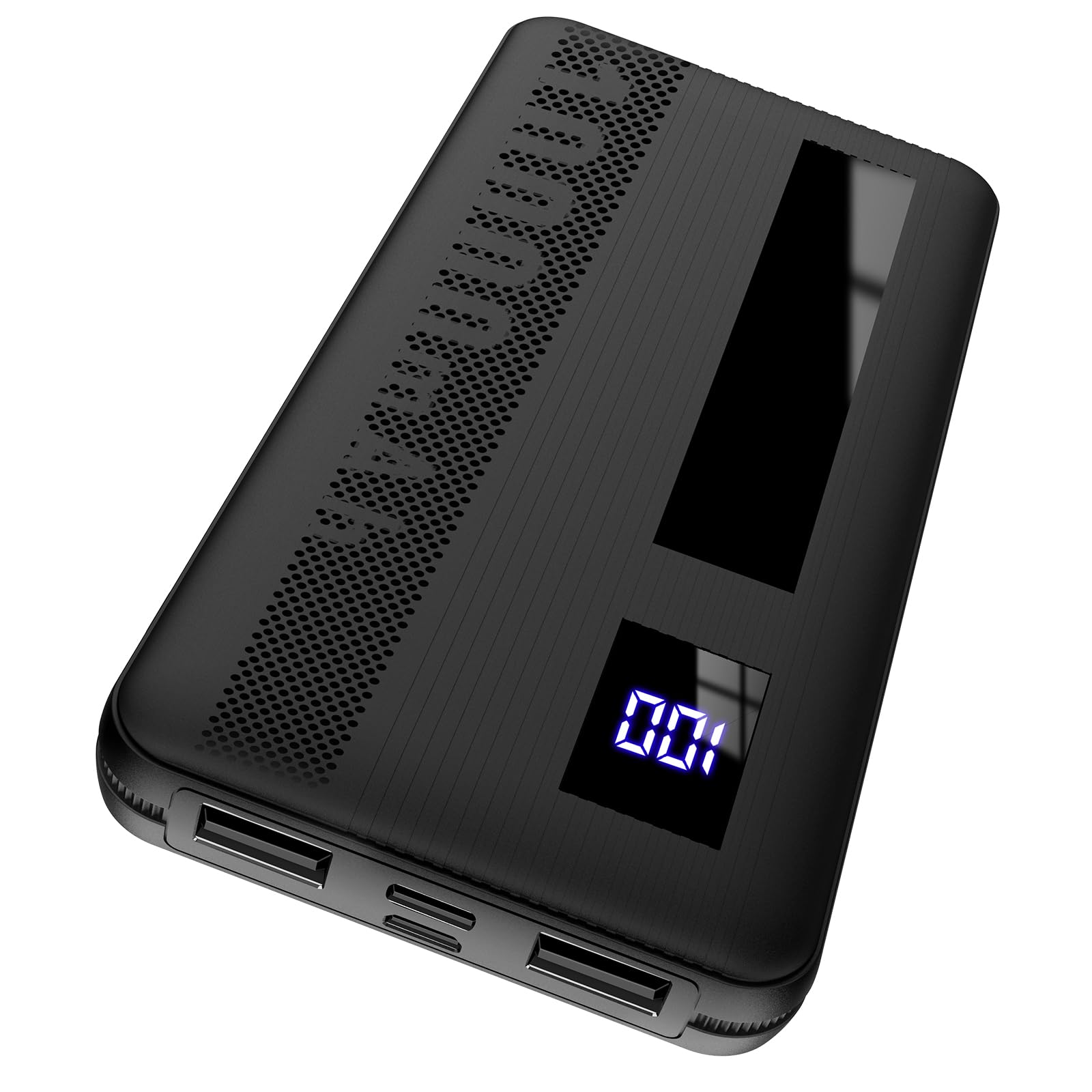 Dbasne Power Bank, 10000mAh powerbank,15W compatta Caricatore Portatile, con USB Input (USB C) & Output Batteria Esterna con Display Digitale LED per iPhone Samsung Huawei Xiaomi ecc(2024 nero)