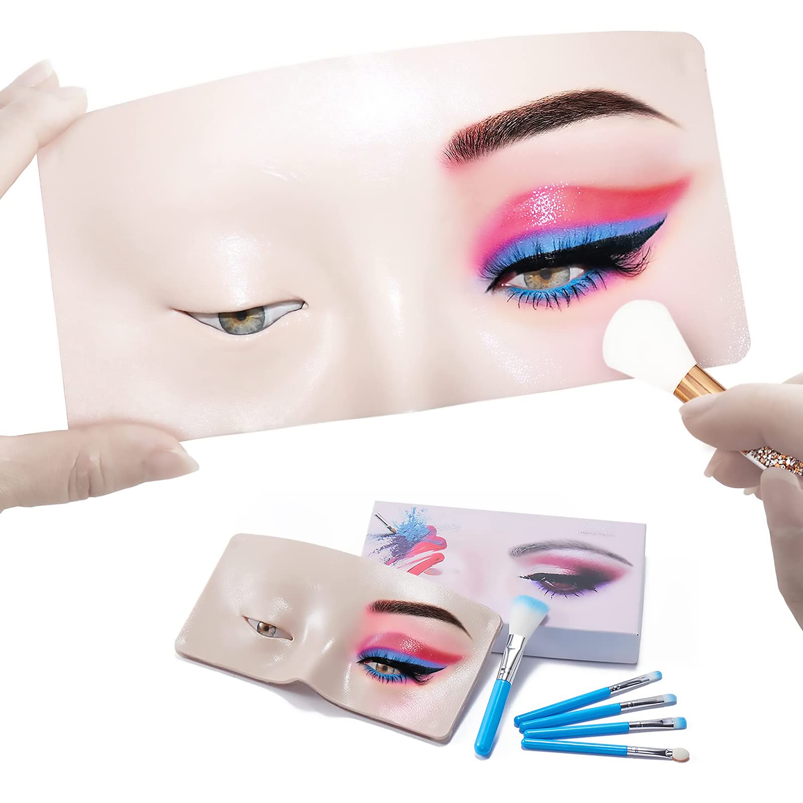 Excefore Makeup Practice Board, The Perfect Aid to Practicing Makeup, Eyes Eyelash Makeup Practice Face, Mannequin Face Silicone Bionic Skin Makeup Practice for Cosmetologist(1Pack, White)