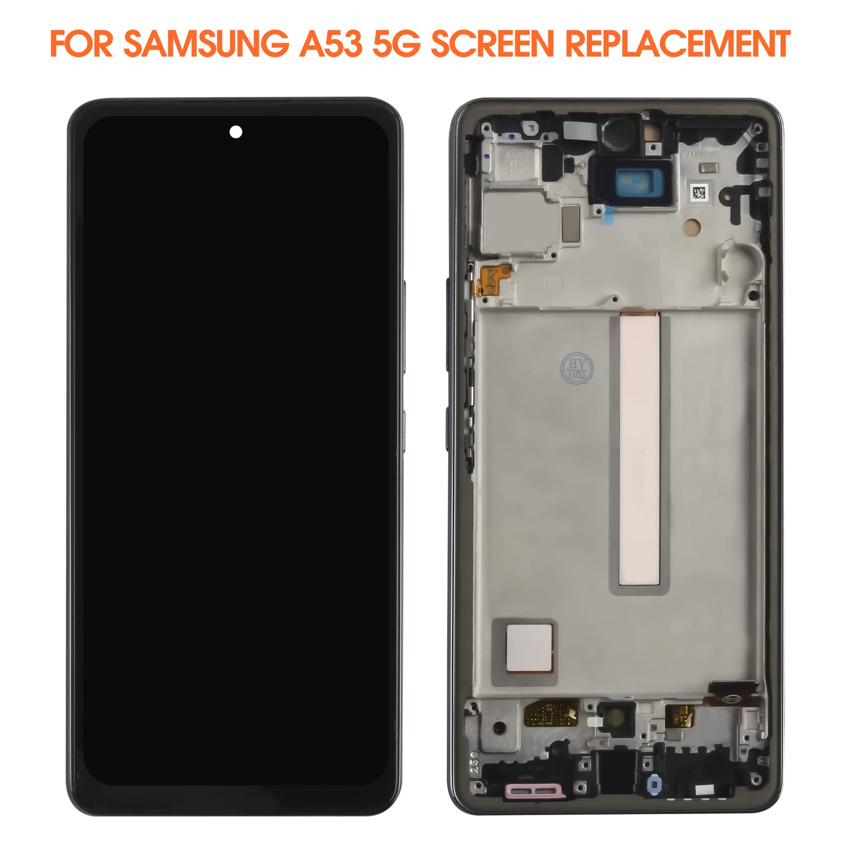 Pantalla LCD para Samsung A53 5G LCD Display para Galaxy A53 5G SM-A536B SM-A536U SM-A536E 6,5" Pantalla de repuesto Pantalla Táctil Asamblea con Reparación Kit (Negro con Marco, Incell)