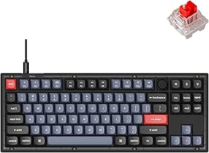 V3 Wired Custom Mechanical Keyboard Knob Version, TKL QMK/VIA Programmable Macro with Hot-swappable Keychron K Pro Red Switch Compatible with Mac Windows Linux (Frosted Black-Translucent)