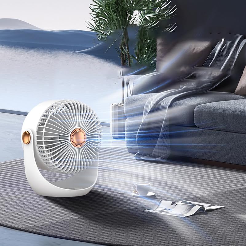 Image of SKYTONE Table Fan For Home | High Speed-Ultra-quiet, 360 Adjustment for Better Cooling-Fan-Upto 8 Hrs. Runtime-3 Speed Modes Portable fan for Home, Office, Kitchen (SKYWHITE)