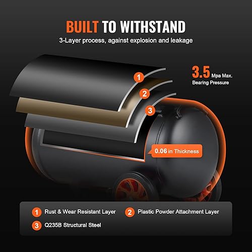 Vista 5 de VEVOR Compresor de aire de 6.3 galones, 2 HP 3.35 CFM@90PSI Compresores de aire con presión máx. 116PSI, tanque de compresor sin aceite