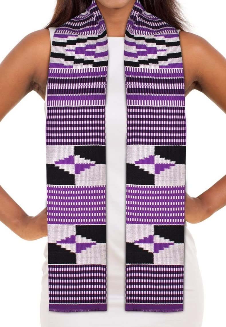 ADVANSYNCTraditional Double Weave Kente Cloth Scarf and Our Daily Bread Book (purple)