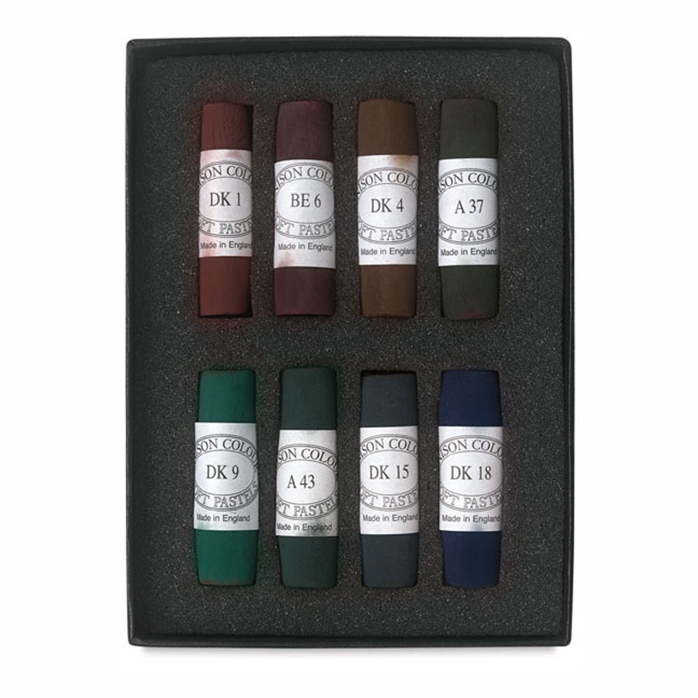 Unison Handmade Pastel Set - Dark Colors, Set of 8, Full Stick