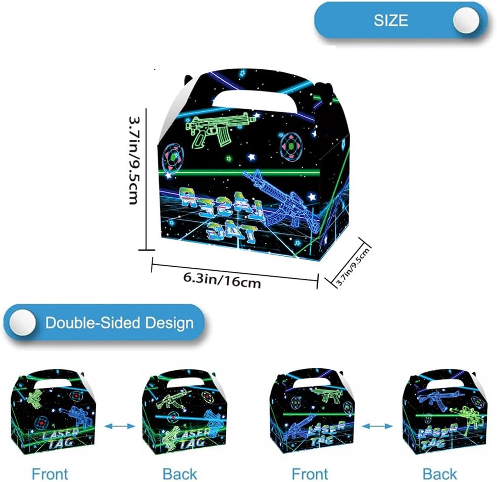 16 Pcs Laser Tag Party Paper Boxes