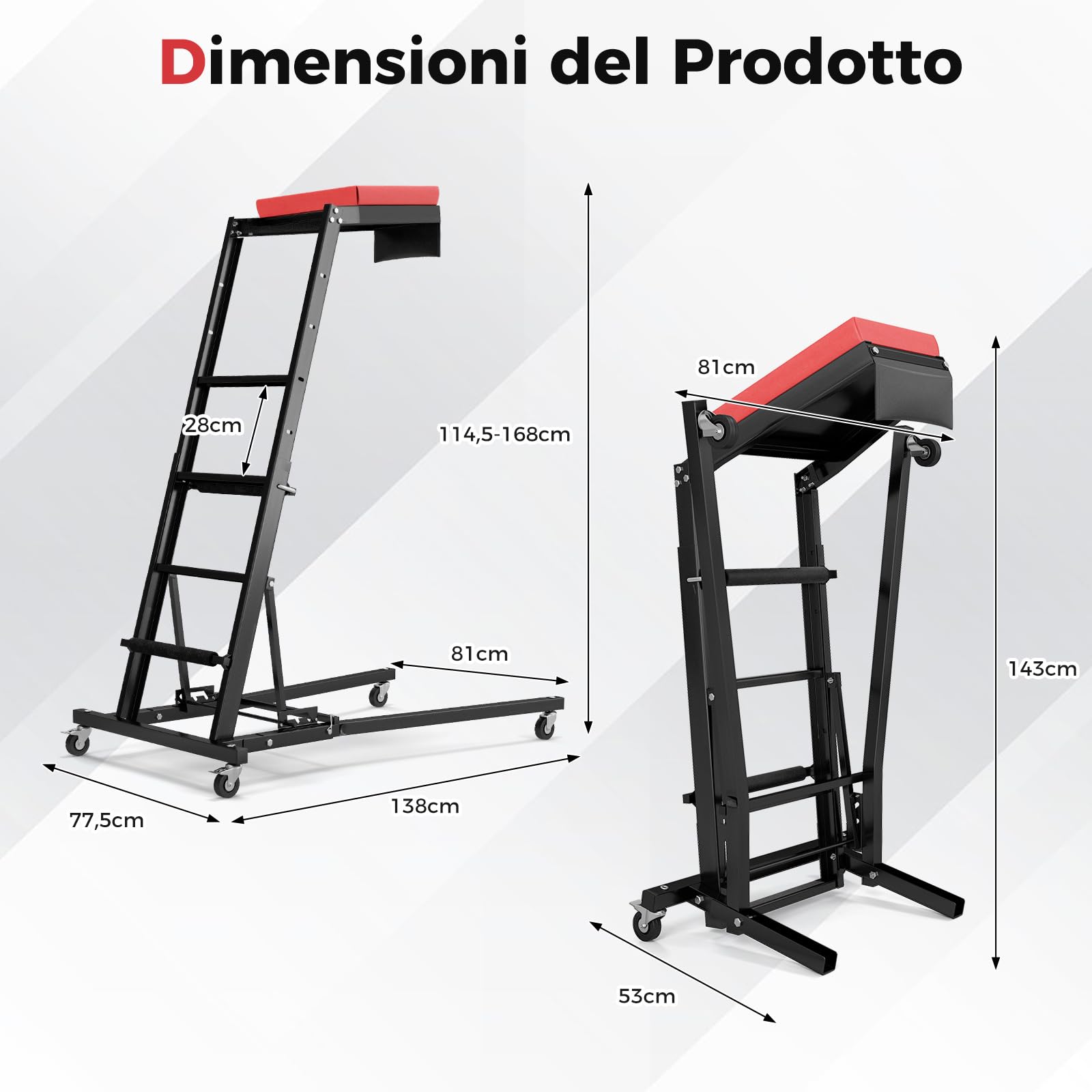 COSTWAY Creeper Pieghevole per Motore, Creeper per Motore Auto con Altezza Regolabile e Angolazione, 4 Ruote, Piattaforma Imbottita, Capacità Carico 180kg, per Garage e Officina di Riparazione