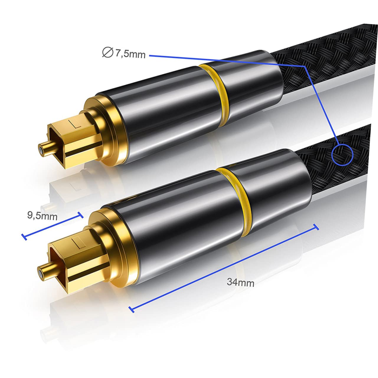 SHINEOFI Cavo Audio Ottico Digitale in Fibra 15m Nero Coperture | Trasmissione per Console, Sound Bar e Tv, Corpo Flessibile, Accessori Protettivi Inclusi