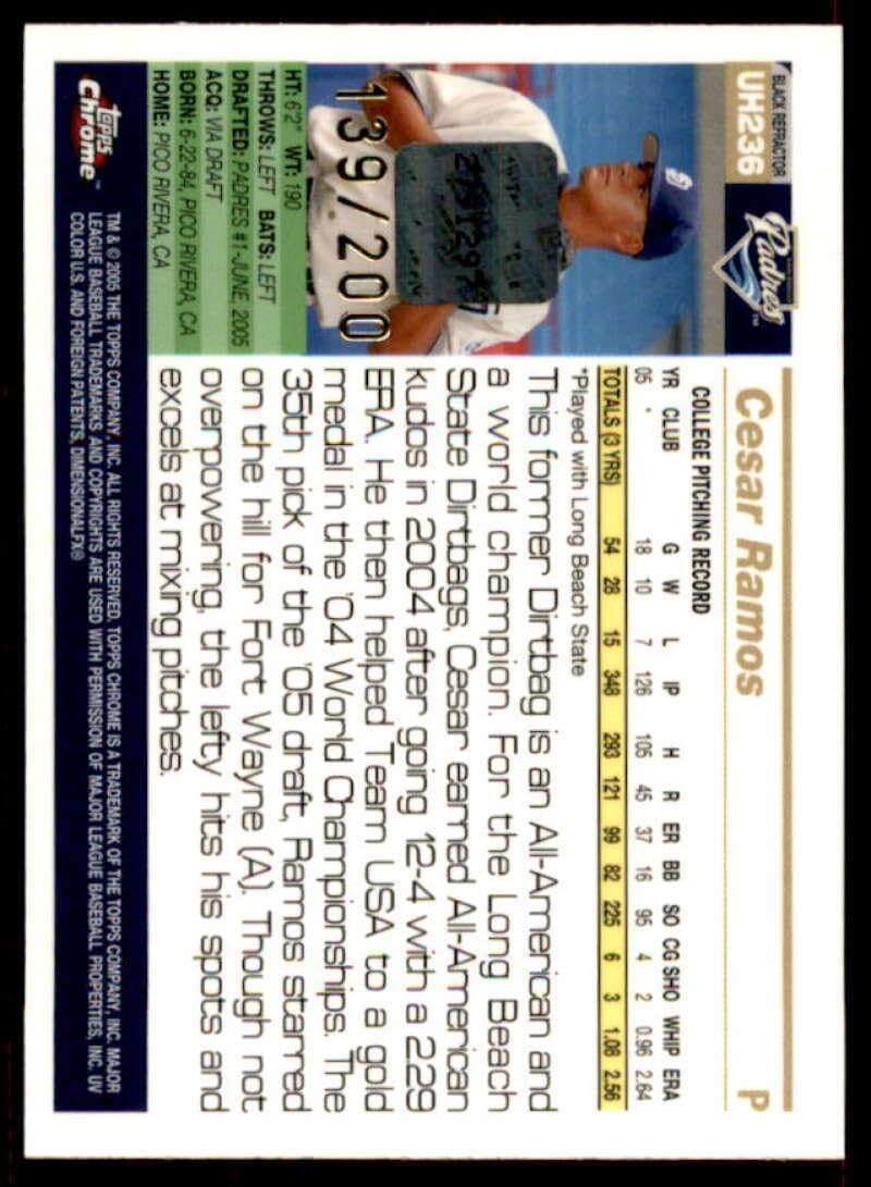 Cesar Ramos FY AU Rookie Card 2005 Topps Chrome Update Refractors #236 - Baseball Slabbed Rookie Cards