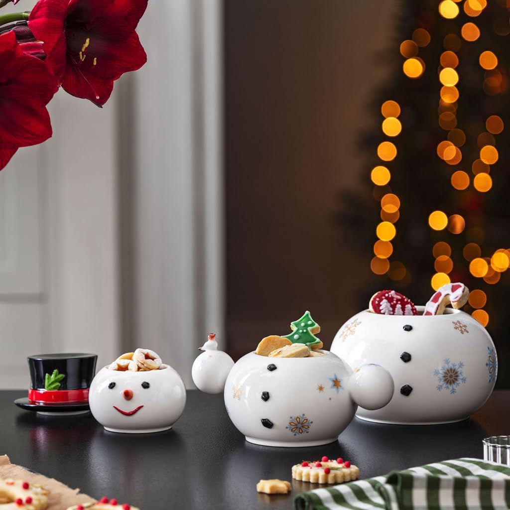 Villeroy & Boch - Christmas Toy's Memory Boîte à Biscuits Bonhomme de Neige Blanc, Article de Noël, Décoration, Déco Interieur Maison, Boîte à Cookies, Porcelaine Haut de Gamme