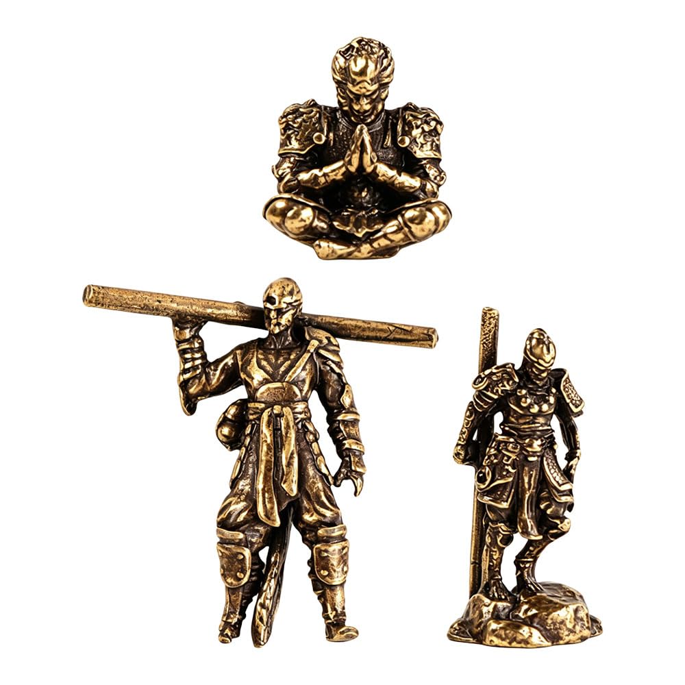 Jehoshaphat 3Pcs Sun Wukong Figurine Ancient Hero Statue Aquarium Rockery Landscape Indoor Decor Ornament