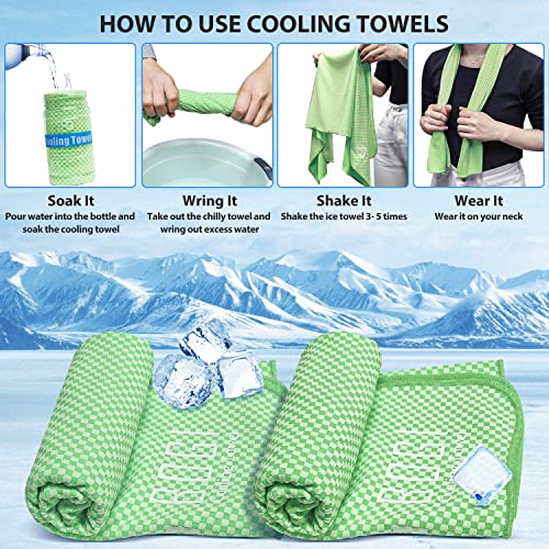Bogi Cooling Towel, Cooling Towels For Neck And Face-40"X12"-Ice Towel For Instant Cooling, Soft Breathable Chilly Towel, Stay Cool For Yoga, Sport, Gym, Workout, Camping & More Activities (Green) #TOP4