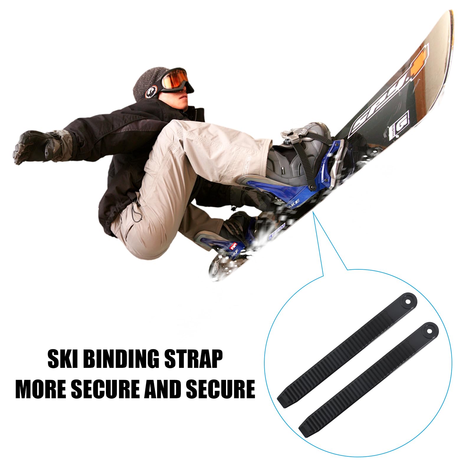 1 Paire Sangles de Cheville de Snowboard, Fixation d'échelle de Remplacement, Sangles de Patins en Ligne, Longueur 20cm, Noires