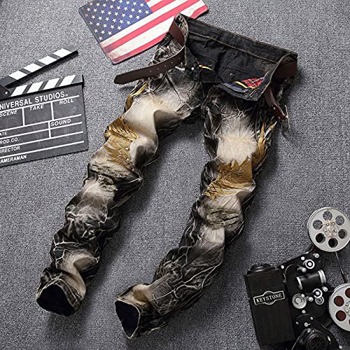 Mens Vintage Jeans Slim Fitness Button Zipped Waist Pants Boys Fashion Ripped Jeans Casual Streetwear Denim Pants2