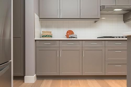 Miniatura 5 de Ravinte Paquete de 10 manijas sólidas para gabinetes de cocina, tiradores de gabinete de níquel cepillado, tiradores delgados para cajones con