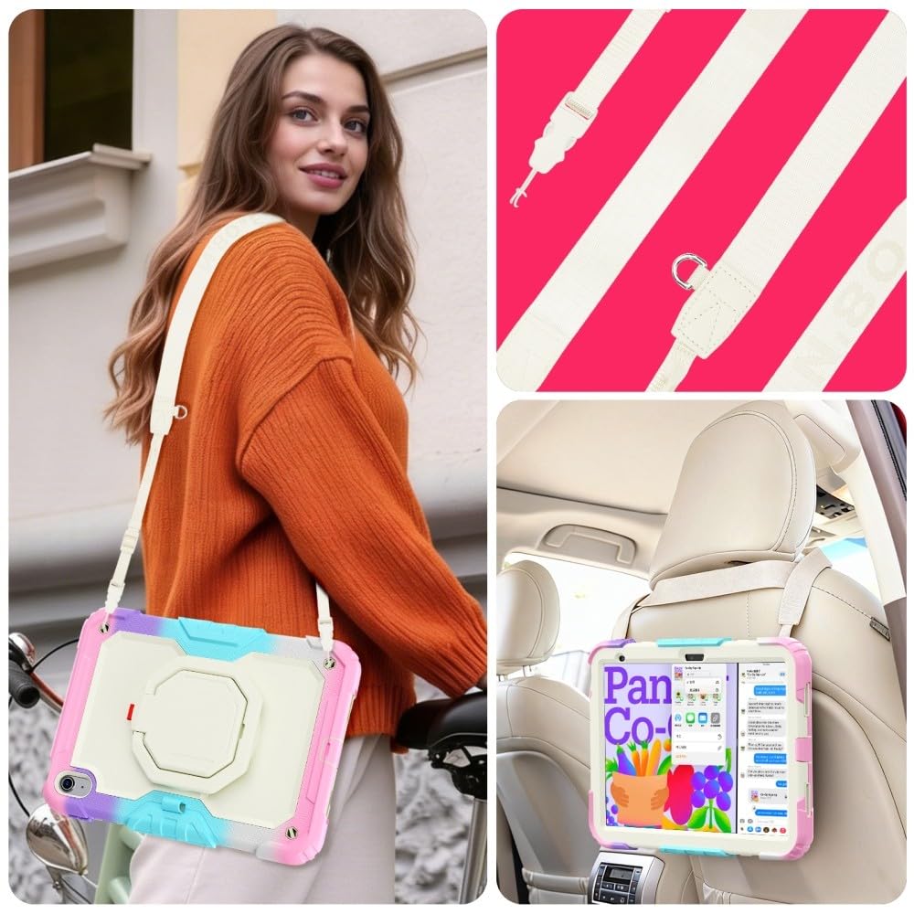 Generic Custodia compatibile con iPad 5a generazione 9.7 2017 (colore: rosa mimetico) elegante custodia rigida completa in silicone rigido con tracolla