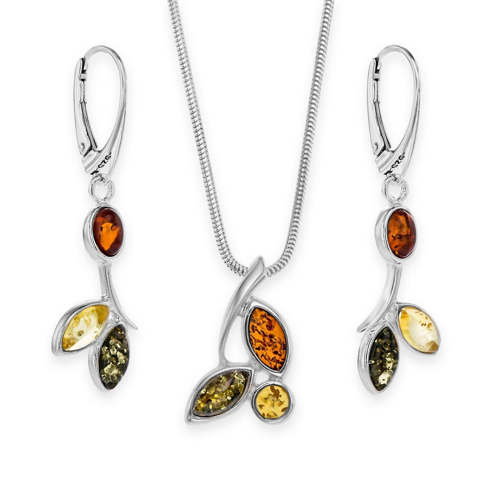 Set di gioielli da donna in argento 925 ambra collana orecchini set regalo borsa regalo regalo regalo per donne San Valentino anniversario compleanno festa della mamma regalo per lei fidanzata moglie