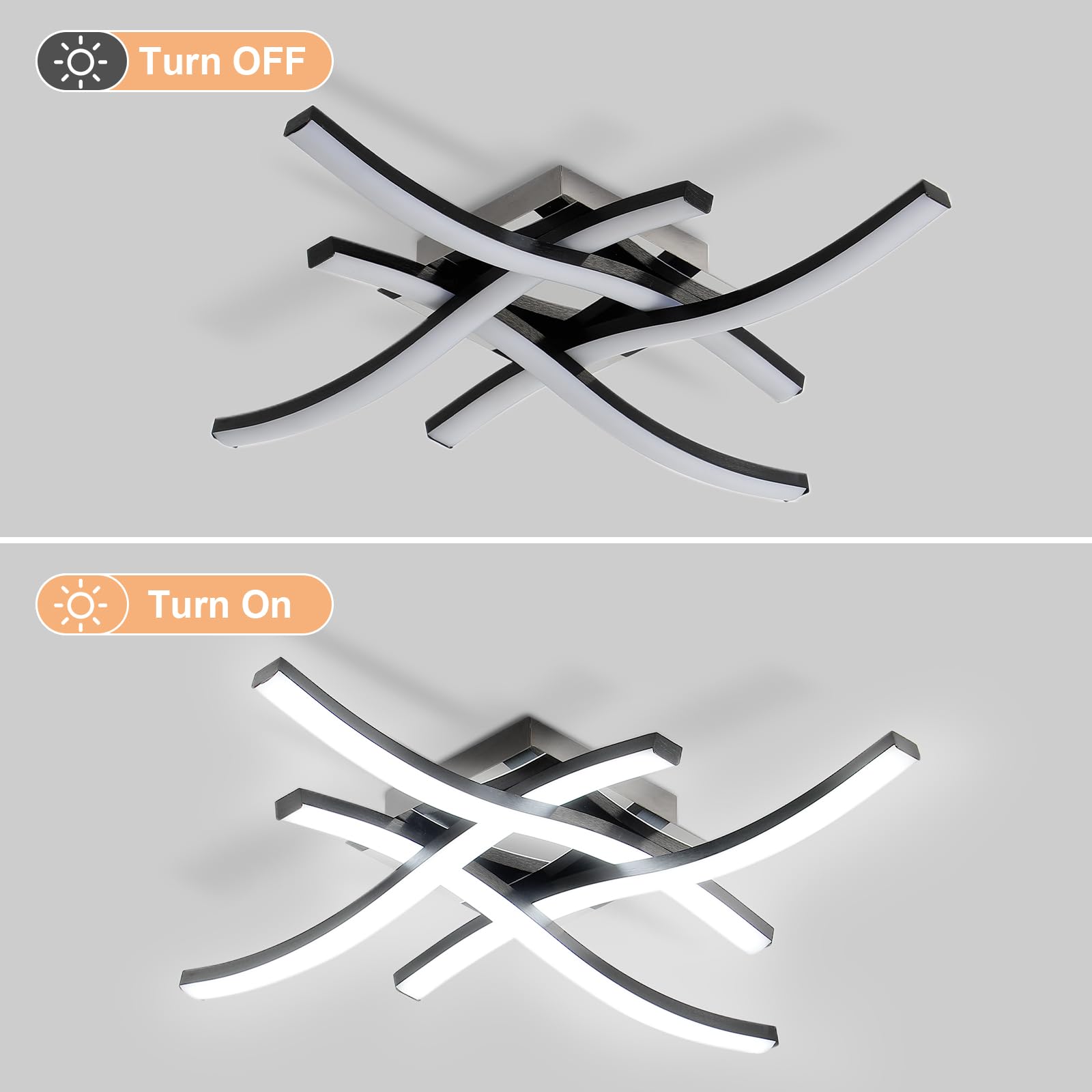 Osairous LED Ceiling Light, Elegant Curved Design Ceiling Lights, 4 Built-in LED Boards, 24W 36cm, White Light 6500K - Image 3