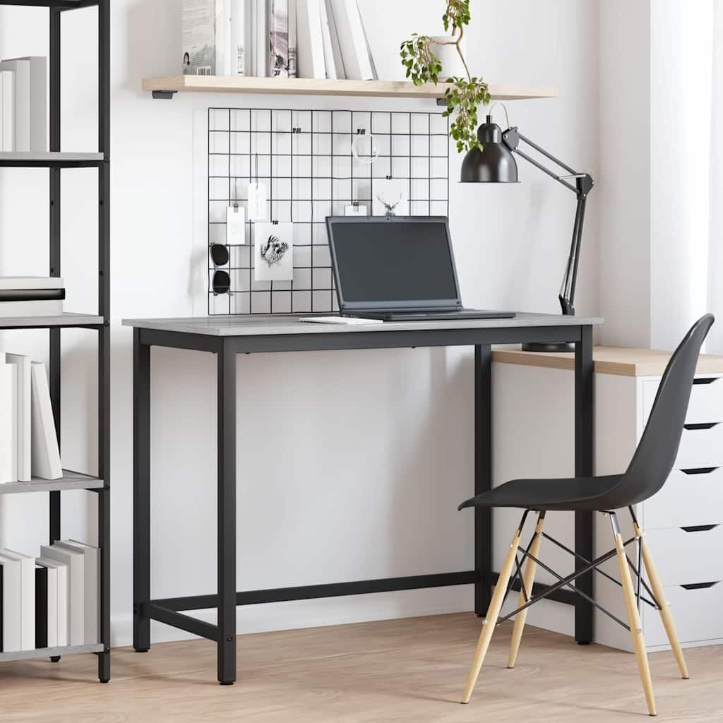 Mesa de trabajo regulable en altura 80 x 50 x 76,5 cm, mesa de ordenador de madera y estructura de acero, mesa de oficina multifuncional para el hogar, oficina, sonoma gris