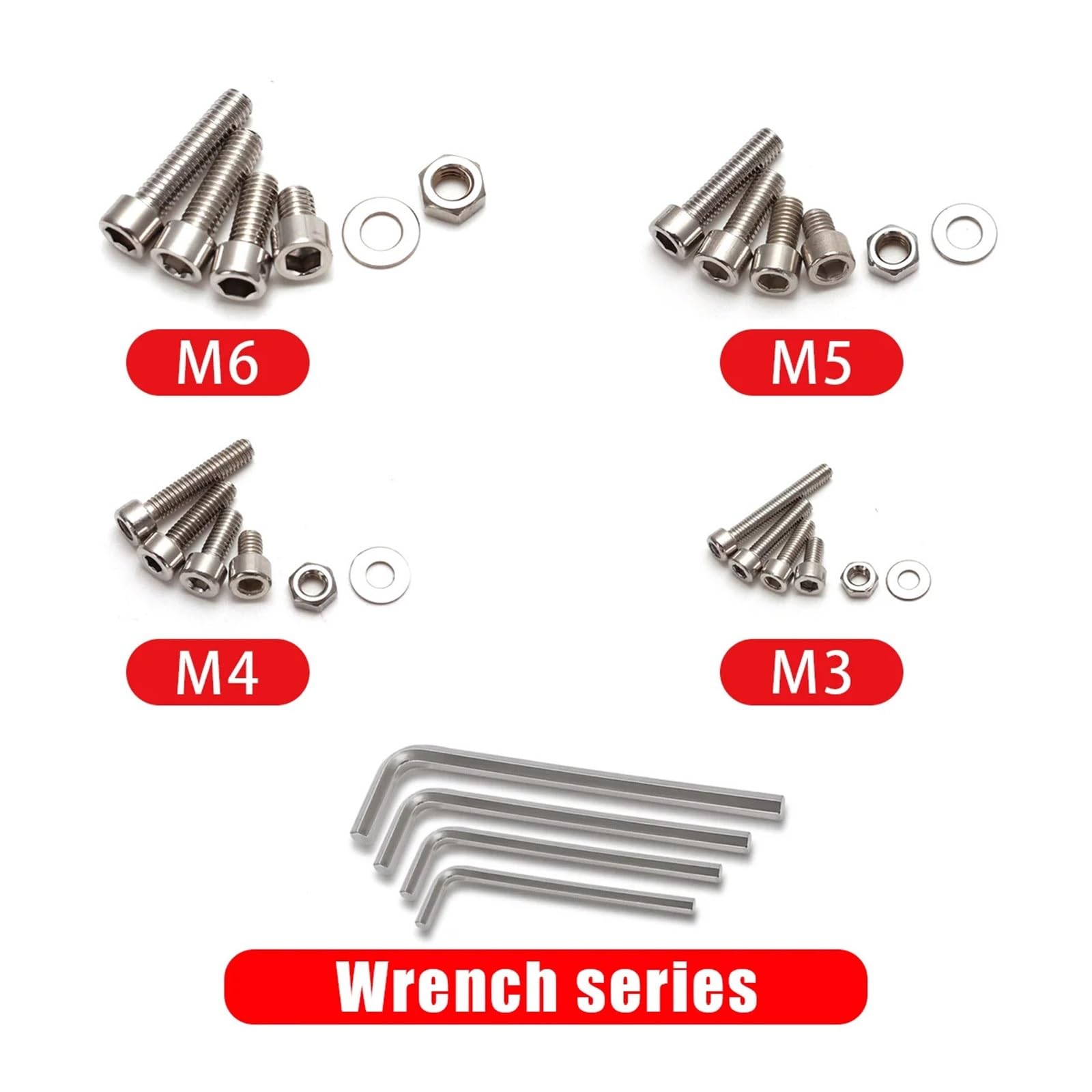 Tuerca De Tornillo Con Cabeza Hexagonal De Acero Inoxidable, Arandela De Resorte Plana, Kit De Tuerca De Seguridad M3-M6