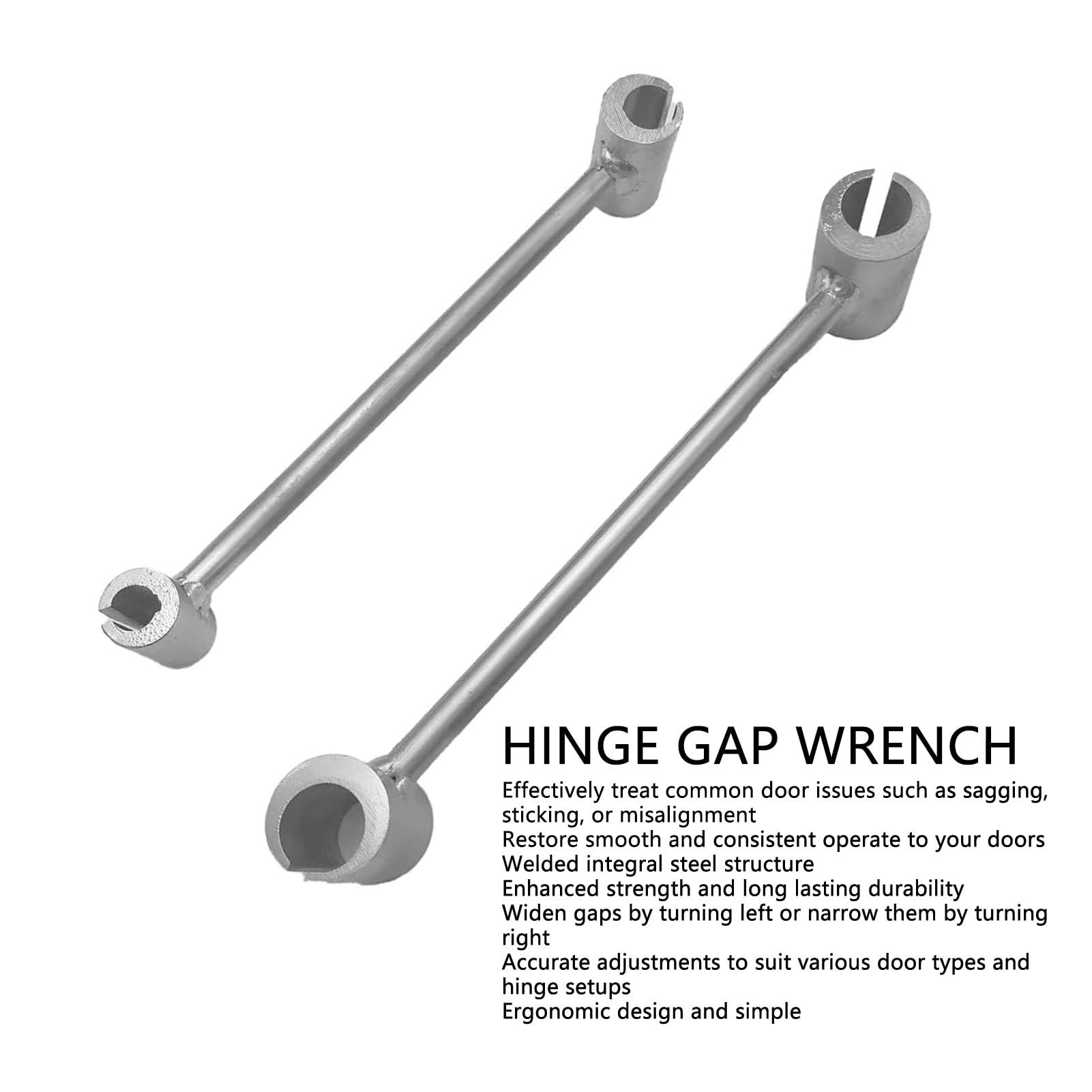 Jeu de 2 clés de réglage d'écartement de charnières, outil à double tête pour portes coupe-feu et de sécurité, tailles 14 mm, 19 mm, 2 mm et 25 mm. Idéal pour la réparation et l'entretien des portes.