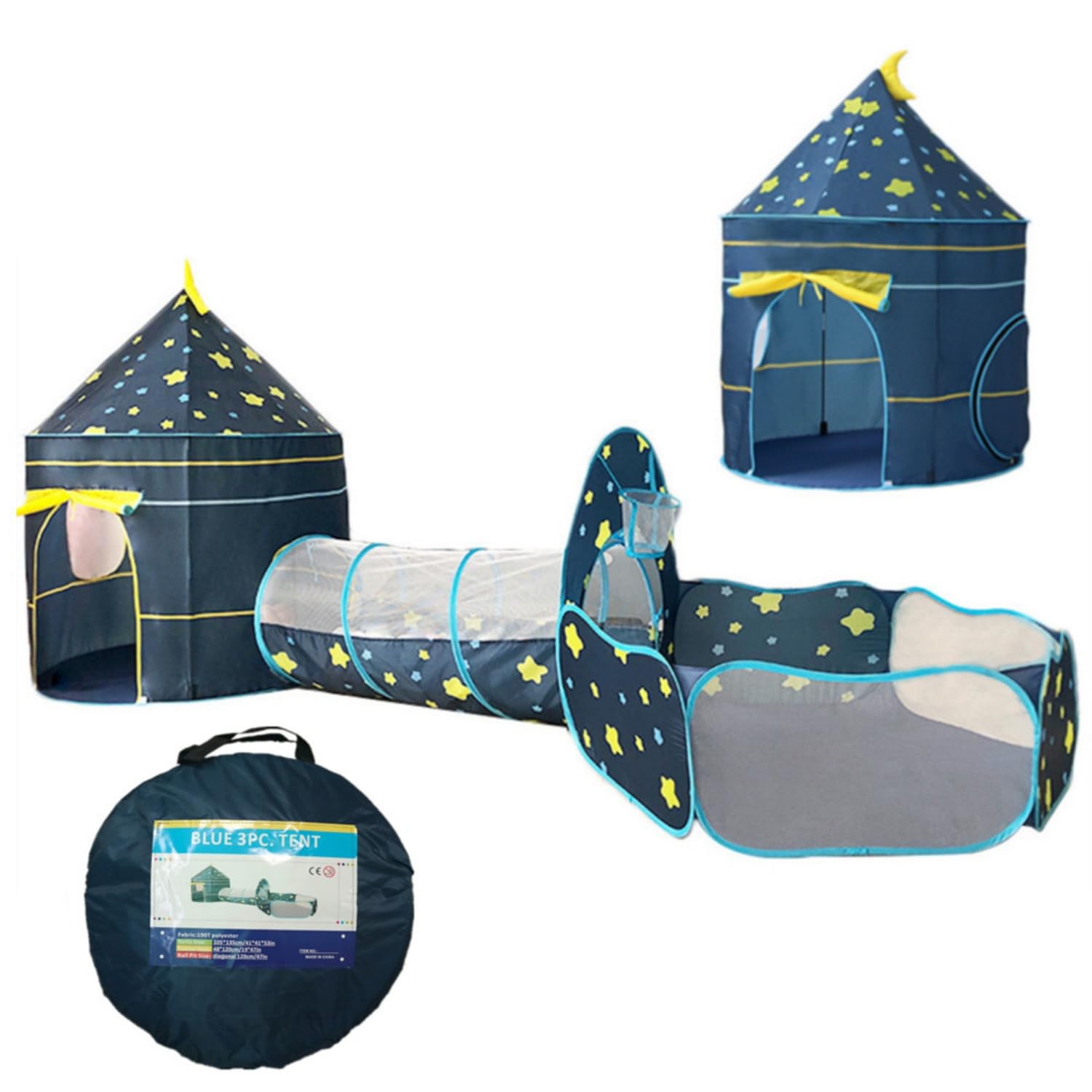 Benebomo Tenda per bambini, Capanna per bambini 3 in 1 con tunnel e vasca per le palline per bambine, Gioco Tunnel per Bambini